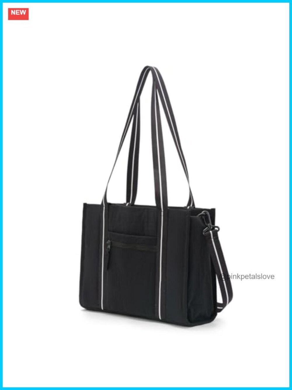 Large Tote Bag with Pockets for Work Travel Commute - Nylon Shoulder Bag